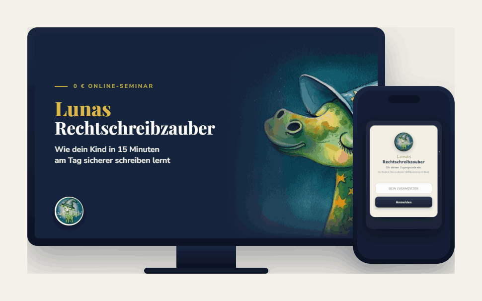 Lunas Rechtschreibzauber &ndash; Online-Seminar auf Laptop und Handy